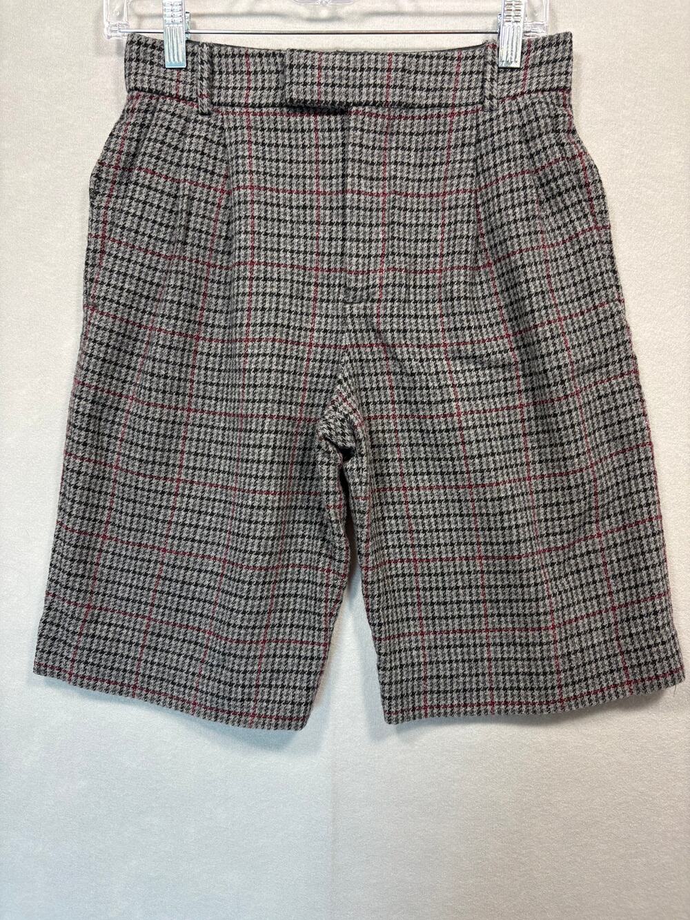 ZARA Gray Houndstooth Plaid Wool Blend Tailored Shorts Womens Size XS